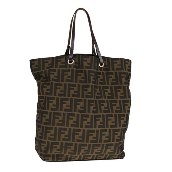 FENDI Zucca Canvas Hand Bag Brown Black - Picture 1 of 16